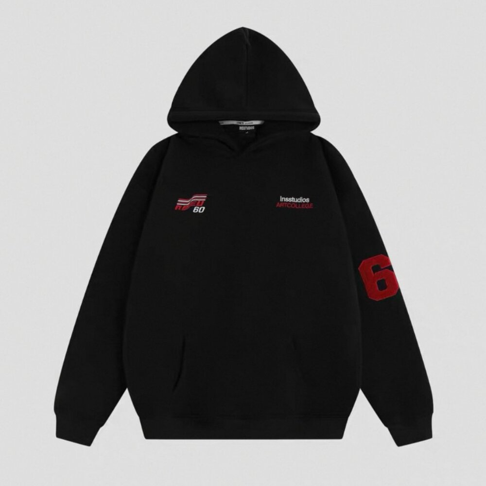 Oversized Black Hoodie Korean Streetwear Style Heavyweight Fleece Unisex S-L